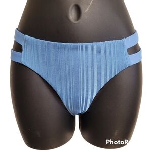 Tavik Chloe Sea Blue Slinky Ribbed Side Slit Bikini Swim Bottom